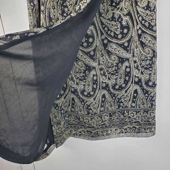 Womens Maxi Skirt Paisley Dark Goth Witchy Whimsigoth Wrap Front Boho 8 Lined - Picture 4 of 11